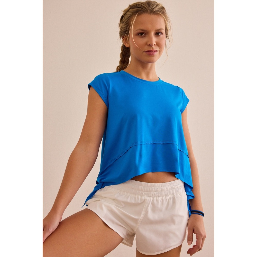 AS Revival Electric Blue High Low Activewear Top Womens Size XL
